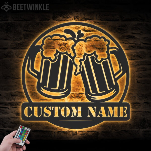 Custom-Beer-Bar-Metal-Wall-Art-LED-Light