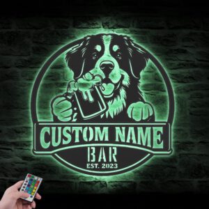 Custom-Bernese-Mountain-Thirsty-Beer-Pub-Metal-Wall-Art-LED-Light_2