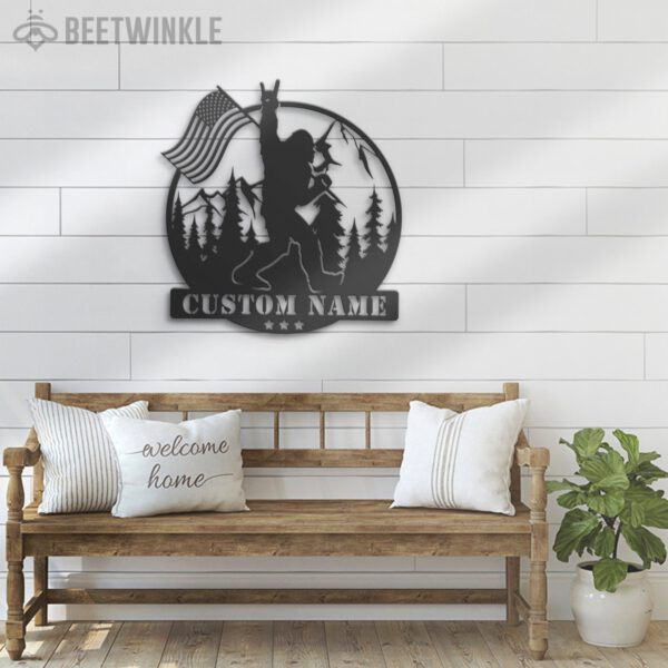 Custom-Bigfoot-US-Flag-Metal-Wall-Art-LED-Light-5