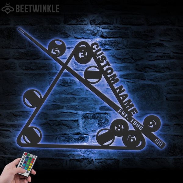 Custom-Billiards-Metal-Wall-Art-with-LED-Light-1