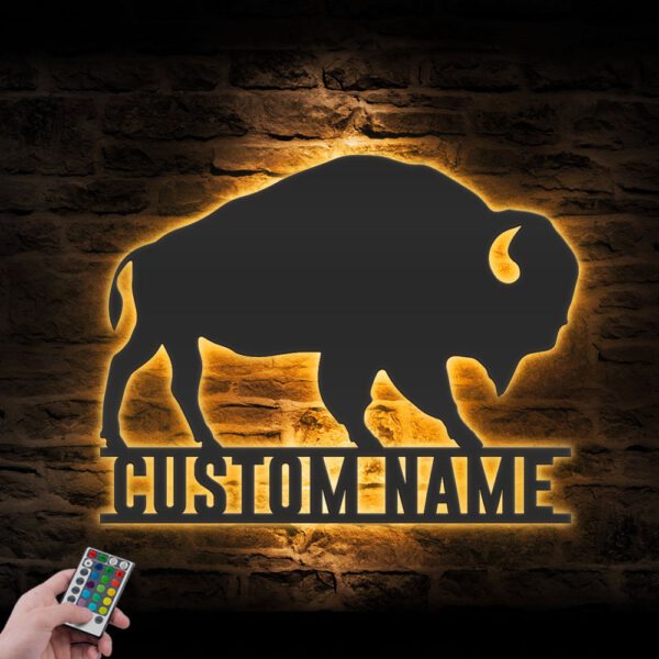 Custom-Bison-Farmhouse-Metal-Wall-Art-LED-Light-5-1