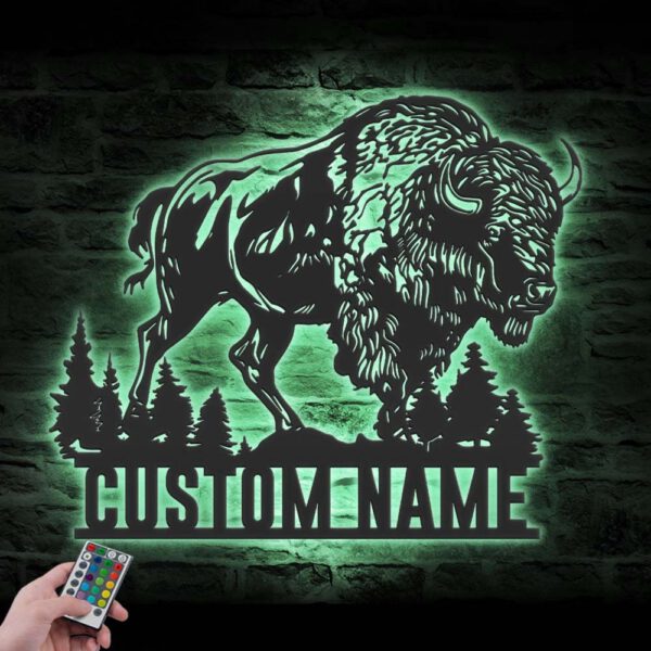 Custom-Bison-Farmhouse-Metal-Wall-Art-LED-Light-9