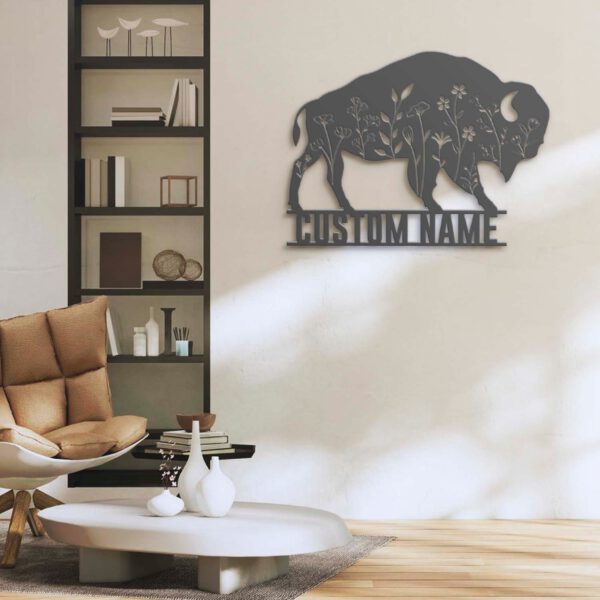 Custom-Bison-Wildflower-Farmhouse-Metal-Wall-Art-LED-Light-2