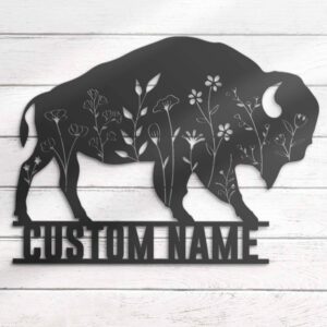 Custom-Bison-Wildflower-Farmhouse-Metal-Wall-Art-LED-Light-3