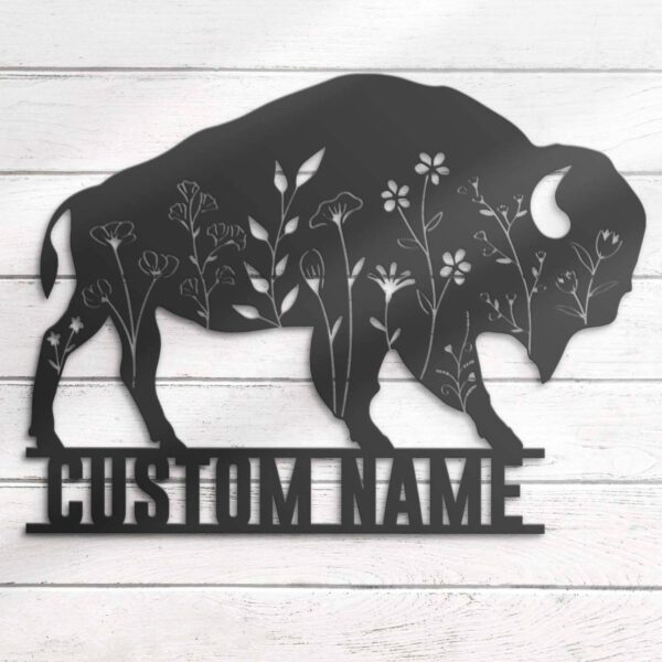 Custom-Bison-Wildflower-Farmhouse-Metal-Wall-Art-LED-Light-3