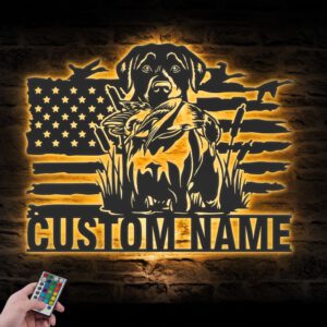 Custom-Black-Lab-Dog-Hunting-US-Flag-Metal-Wall-Art-LED-Light_1