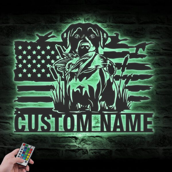 Custom-Black-Lab-Dog-Hunting-US-Flag-Metal-Wall-Art-LED-Light_4