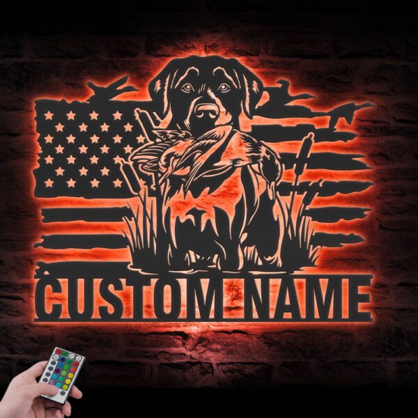 Custom-Black-Lab-Dog-Hunting-US-Flag-Metal-Wall-Art-LED-Light_5