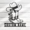 Custom-Boots-And-Hat-Cowgirl-Metal-Wall-Art-LED-Light