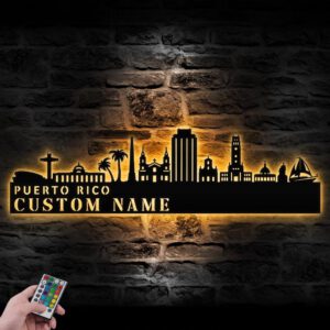 Custom-Boricua-Puerto-Rico-City-Skyline-Metal-Wall-Art-LED-Light-2