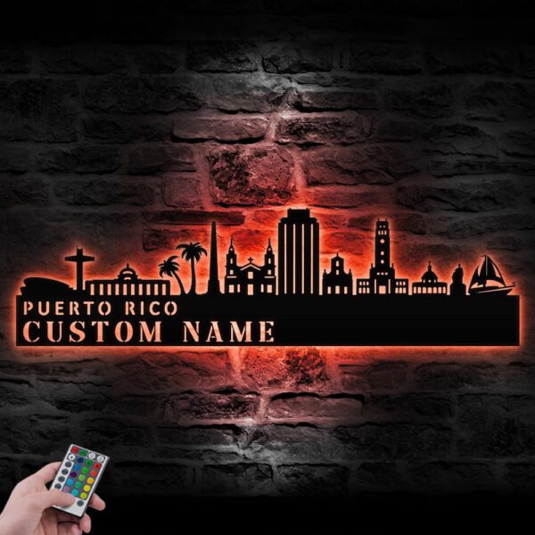 Custom-Boricua-Puerto-Rico-City-Skyline-Metal-Wall-Art-LED-Light