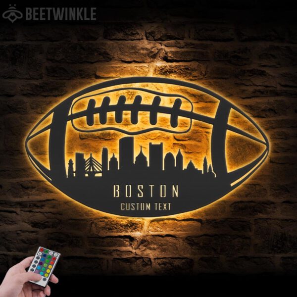 Custom-Boston-Skyline-American-Football-Metal-Wall-Art-LED-Light-5