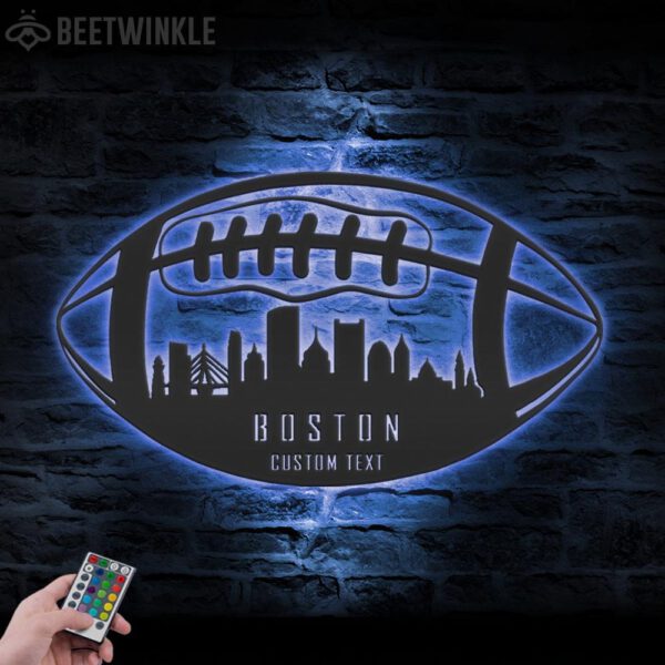 Custom-Boston-Skyline-American-Football-Metal-Wall-Art-LED-Light-8