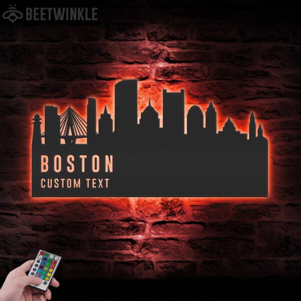 Custom-Boston-Skyline-Metal-Wall-Art-LED-Light-4