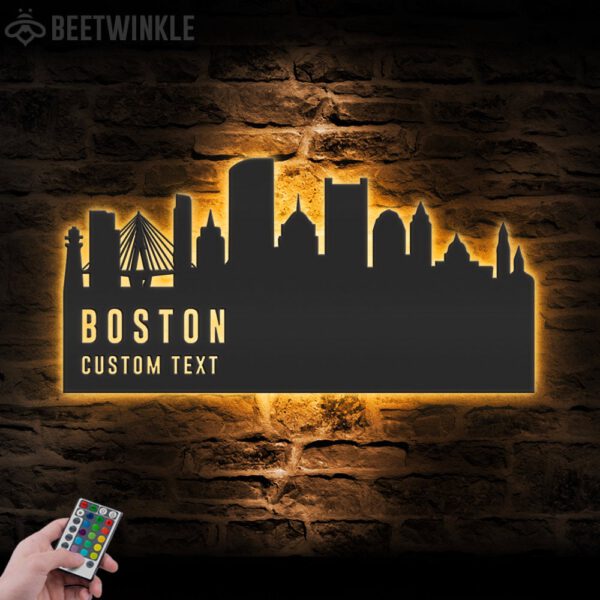 Custom-Boston-Skyline-Metal-Wall-Art-LED-Light-5