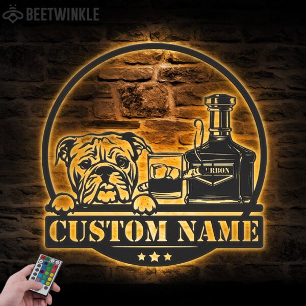 Custom-Bourbon-Cigar-And-Bulldog-Metal-Wall-Art-LED-Light_2