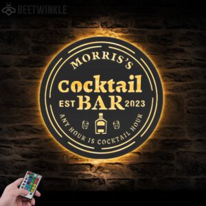 Custom-Bourbon-Cocktail-Bar-Metal-Wall-Art-LED-Light-2