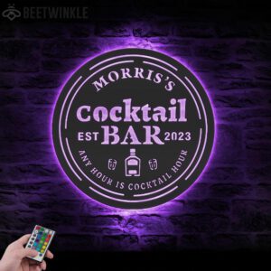 Custom-Bourbon-Cocktail-Bar-Metal-Wall-Art-LED-Light-3