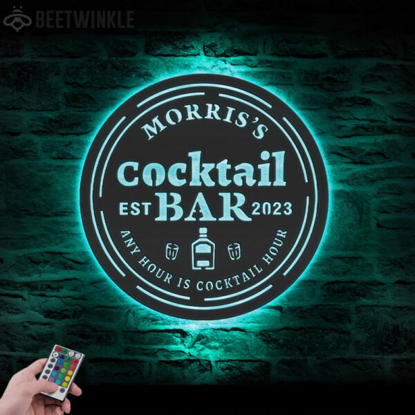 Custom-Bourbon-Cocktail-Bar-Metal-Wall-Art-LED-Light-4