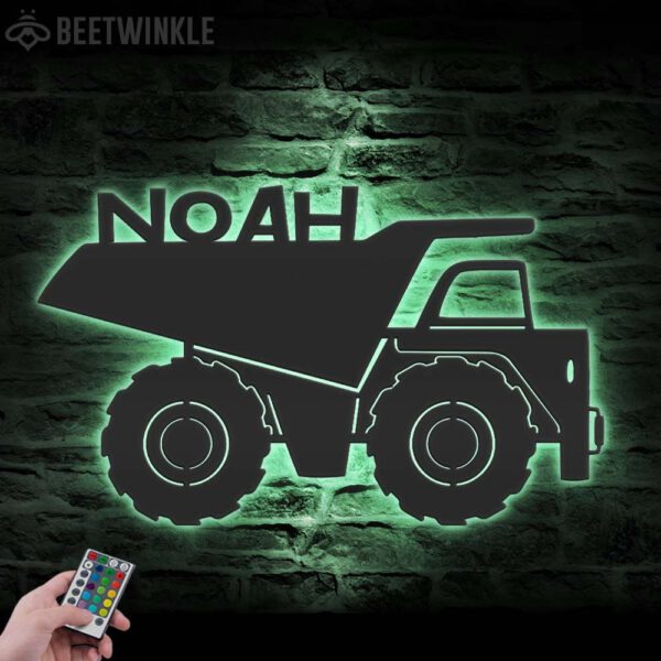 Custom-Boy-Drump-Truck-Driver-Metal-Wall-Art-LED-Light_4