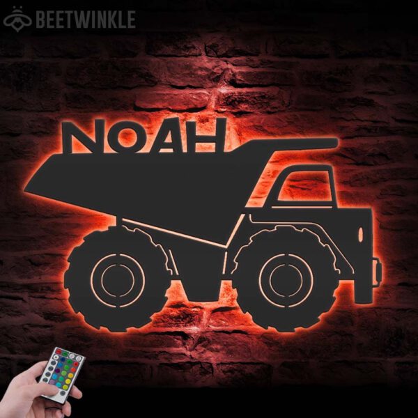 Custom-Boy-Drump-Truck-Driver-Metal-Wall-Art-LED-Light_5