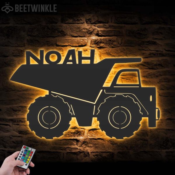 Custom-Boy-Drump-Truck-Driver-Metal-Wall-Art-LED-Light_6