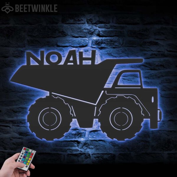 Custom-Boy-Drump-Truck-Driver-Metal-Wall-Art-LED-Light_8