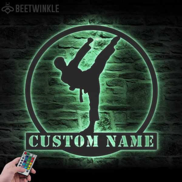 Custom-Boy-Karate-Martial-Arts-Metal-Wall-Art-with-LED-Light-4