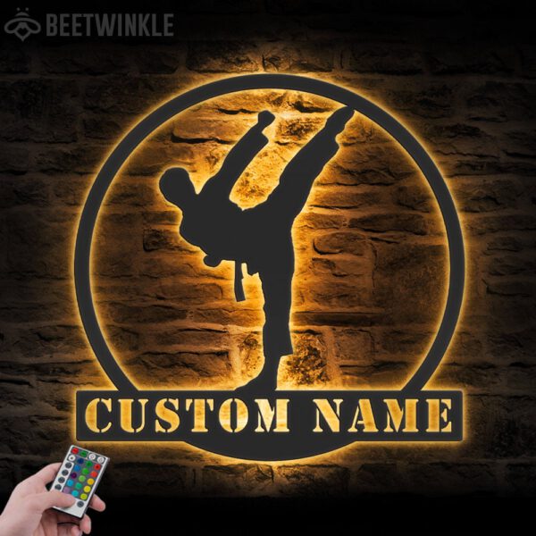 Custom-Boy-Karate-Martial-Arts-Metal-Wall-Art-with-LED-Light-6