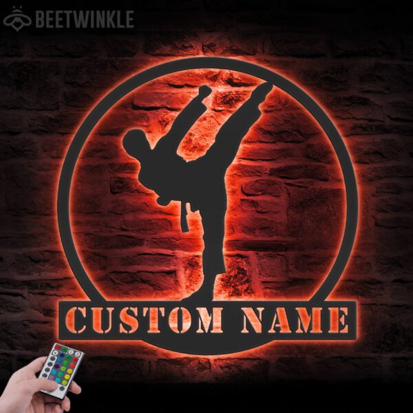 Custom-Boy-Karate-Martial-Arts-Metal-Wall-Art-with-LED-Light