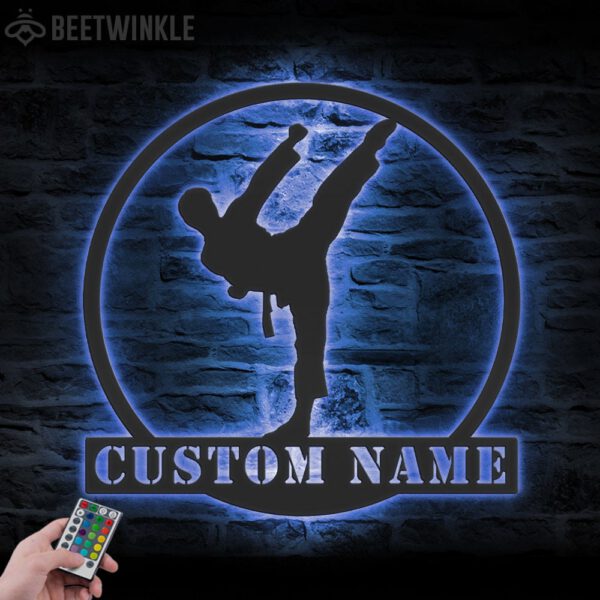 Custom-Boy-Karate-Martial-Arts-Metal-Wall-Art-with-LED-Light-7