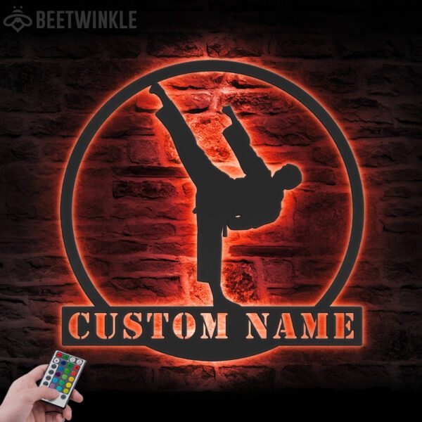 Custom-Boy-Taekwondo-Martial-Arts-Metal-Wall-Art-with-LED-Light-5