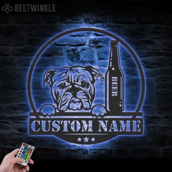 Custom-Bulldog-Beer-Bar-Metal-Wall-Art-LED-Light-4