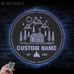 Custom-Cabin-Life-Metal-Wall-Art-LED-Light-2