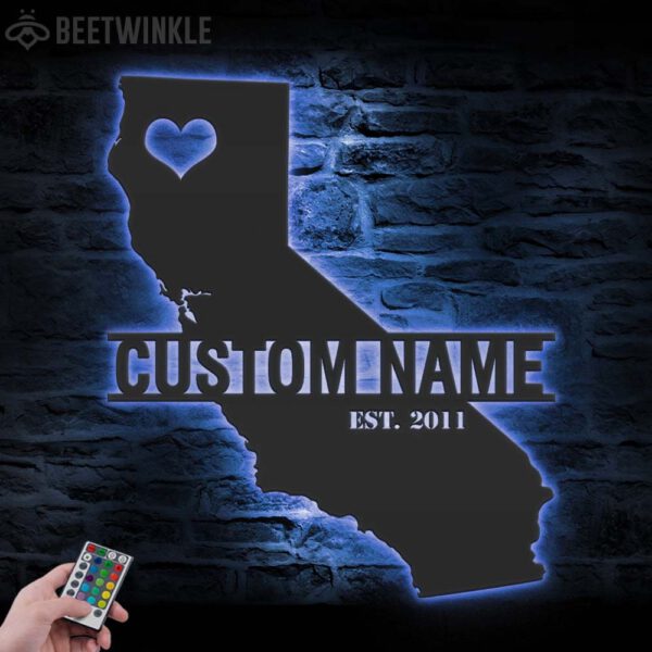 Custom-California-Map-Metal-Wall-Art-LED-Light-6