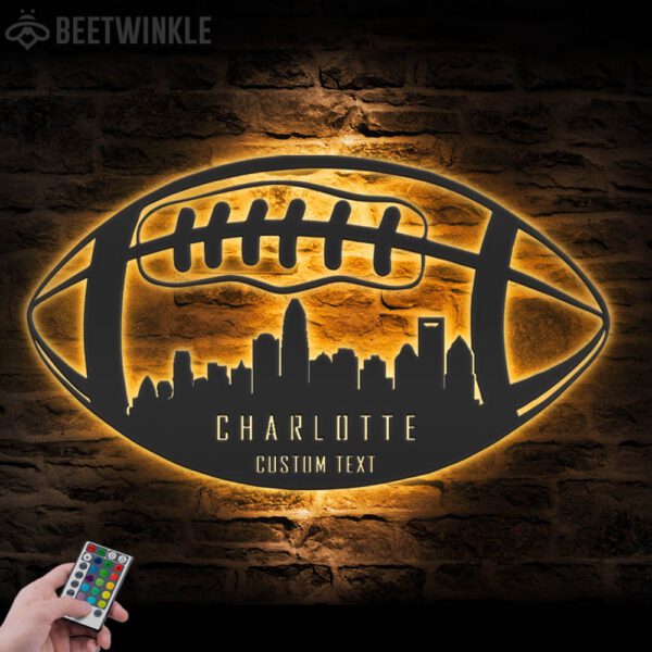 Custom-Carolina-Skyline-American-Football-Metal-Wall-Art-LED-Light-4