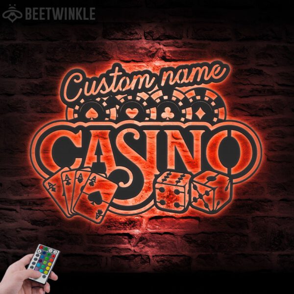 Custom-Casino-Playing-Cards-Chips-Gambling-Dice-Poker-Metal-Wall-Art-LED-Light-2