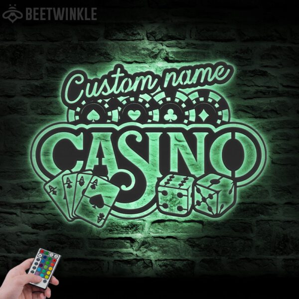 Custom-Casino-Playing-Cards-Chips-Gambling-Dice-Poker-Metal-Wall-Art-LED-Light-5-1