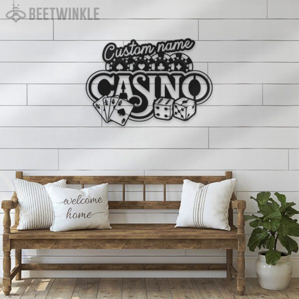 Custom-Casino-Playing-Cards-Chips-Gambling-Dice-Poker-Metal-Wall-Art-LED-Light