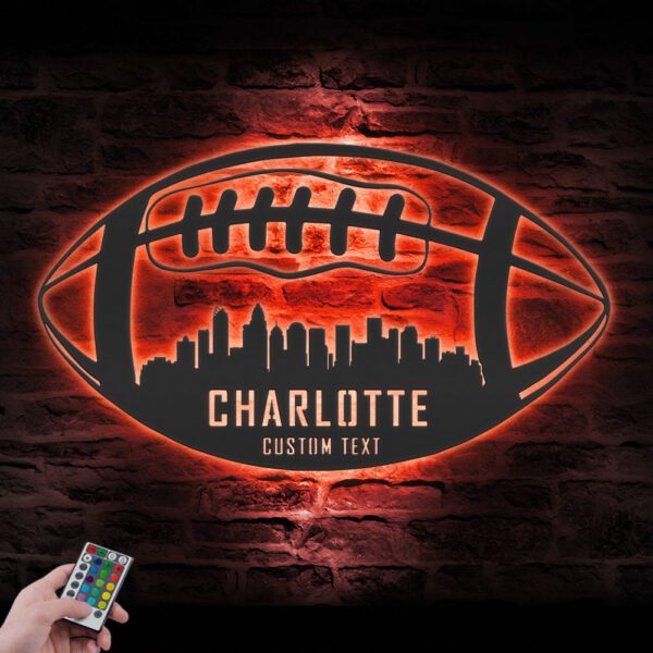 Custom-Charlotte-Skyline-American-Football-Metal-Wall-Art-LED-Light-5