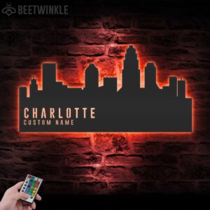 Custom-Charlotte-Skyline-Metal-Wall-Art-LED-Light-2