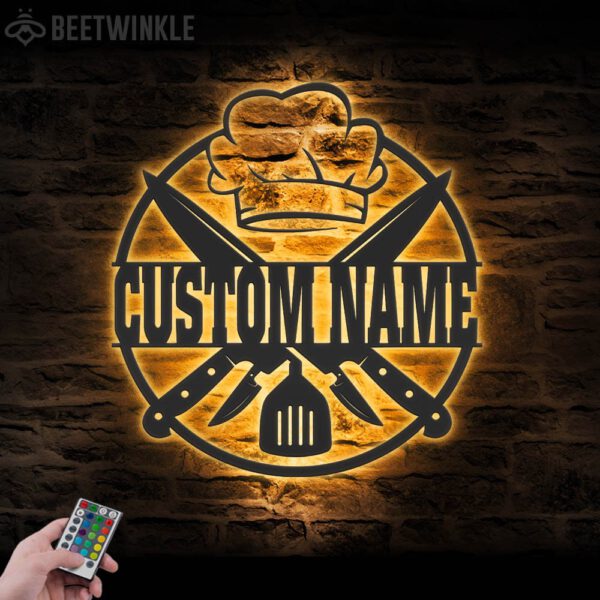 Custom-Chef-Logo-Metal-Wall-Art-LED-Light-2-1