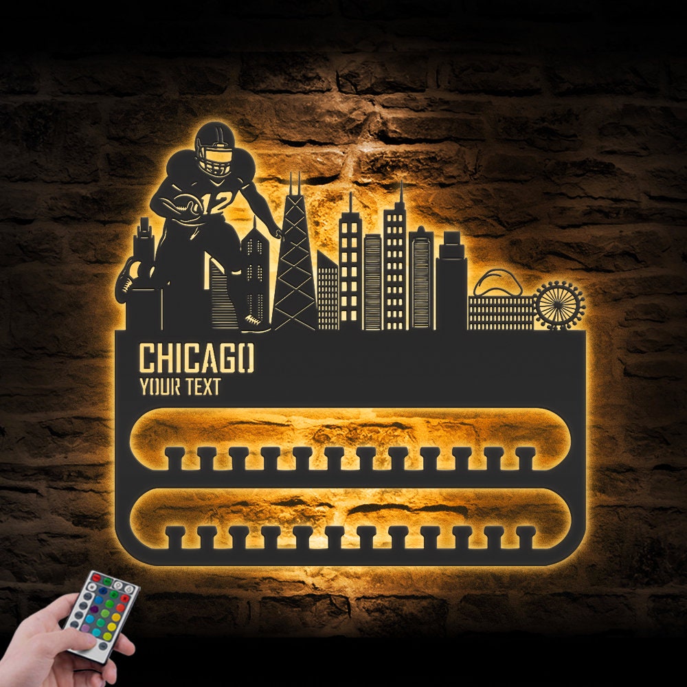 Custom-Chicago-Skyline-American-Football-Medal-Hanger-With-Led-Light_4