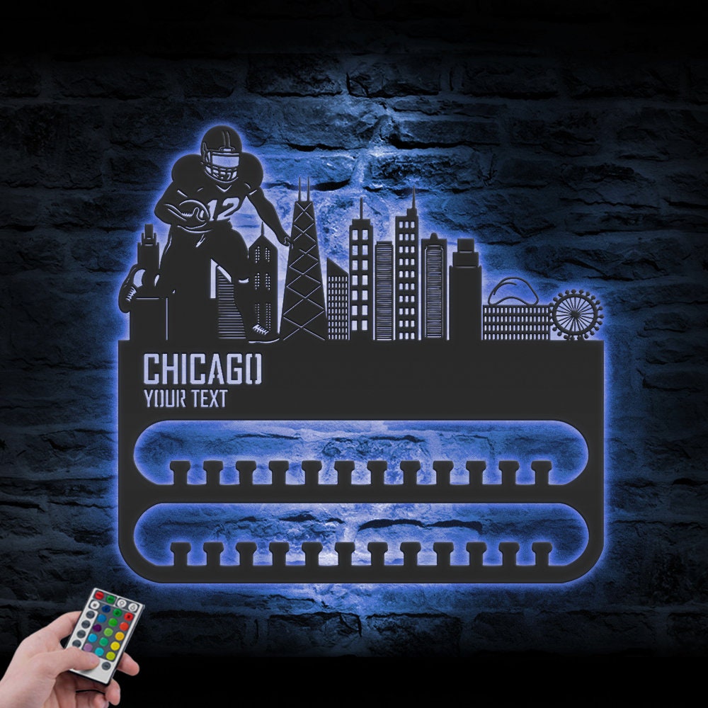 Custom-Chicago-Skyline-American-Football-Medal-Hanger-With-Led-Light_8