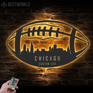 Custom-Chicago-Skyline-American-Football-Metal-Wall-Art-LED-Light-2