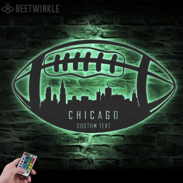 Custom-Chicago-Skyline-American-Football-Metal-Wall-Art-LED-Light