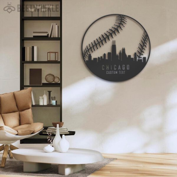 Custom-Chicago-Skyline-Baseball-Metal-Wall-Art-LED-Light-2