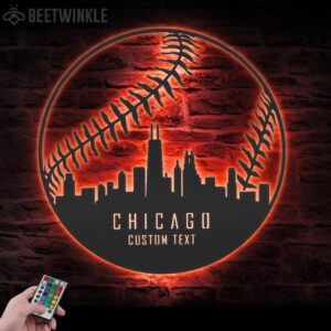 Custom-Chicago-Skyline-Baseball-Metal-Wall-Art-LED-Light-3