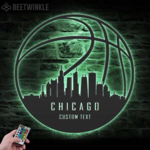 Custom-Chicago-Skyline-Basketball-Metal-Wall-Art-LED-Light-3