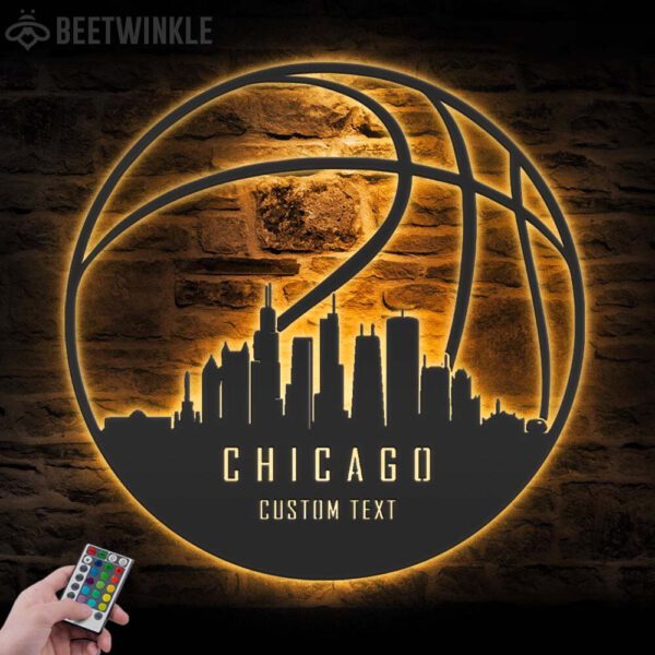 Custom-Chicago-Skyline-Basketball-Metal-Wall-Art-LED-Light-6